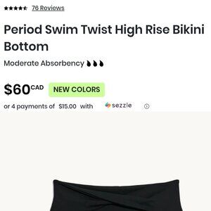 BNWT Knix Teen High Rise Bikini Bottom